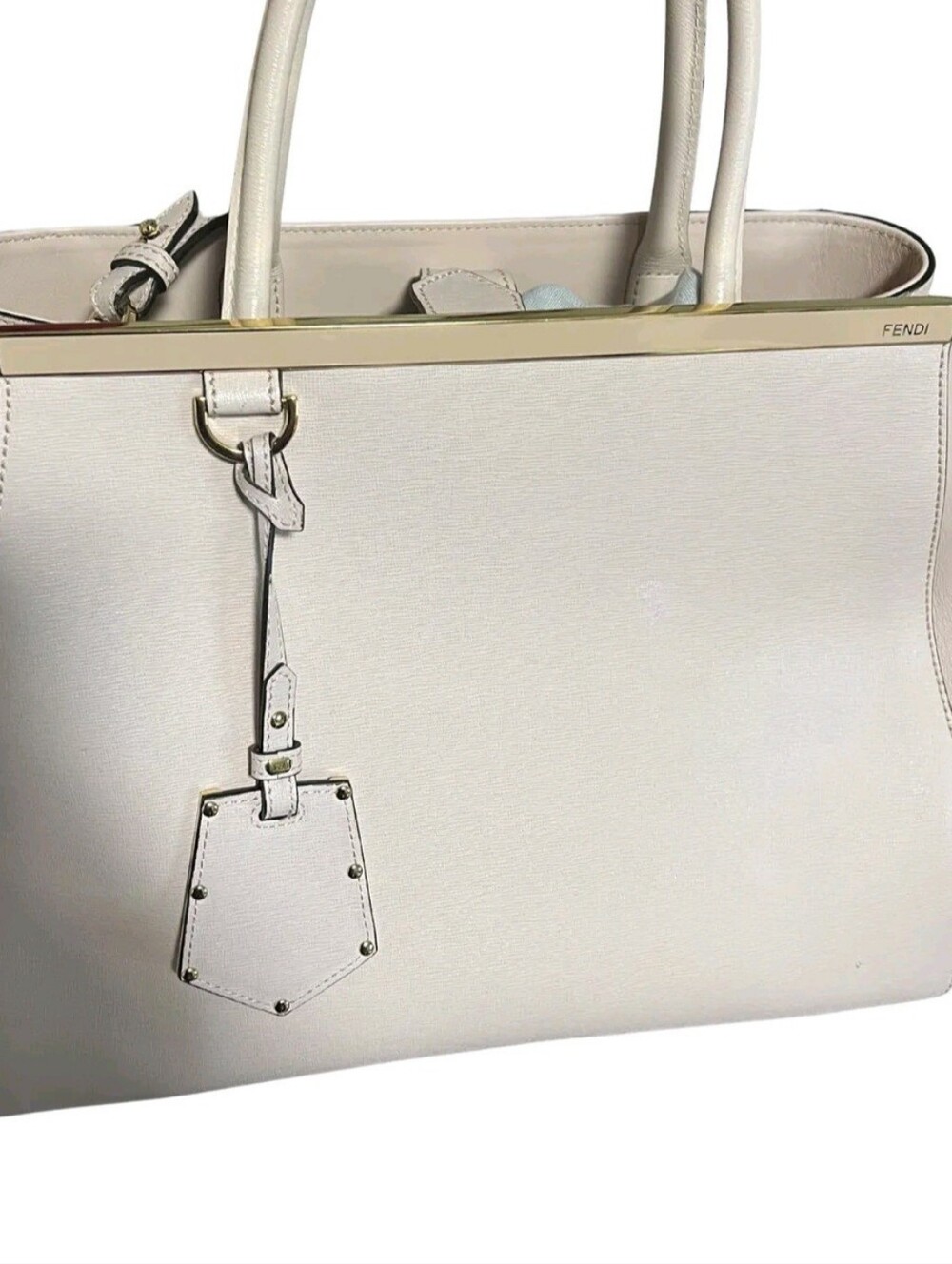 Fendi 2 Way DuJour Baby Pink Leather Tote with Gold-Tone Bar